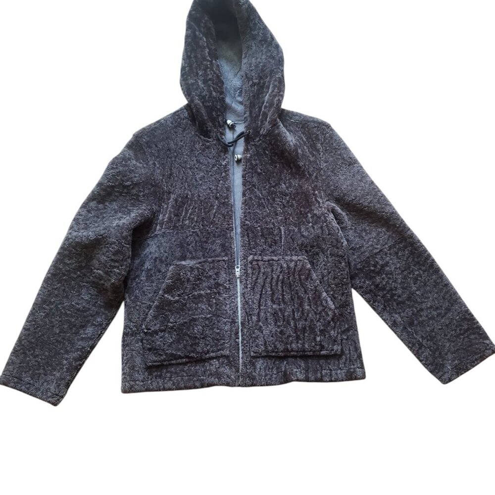 Calafate Shearling Hoodie Jacket Grey sz M